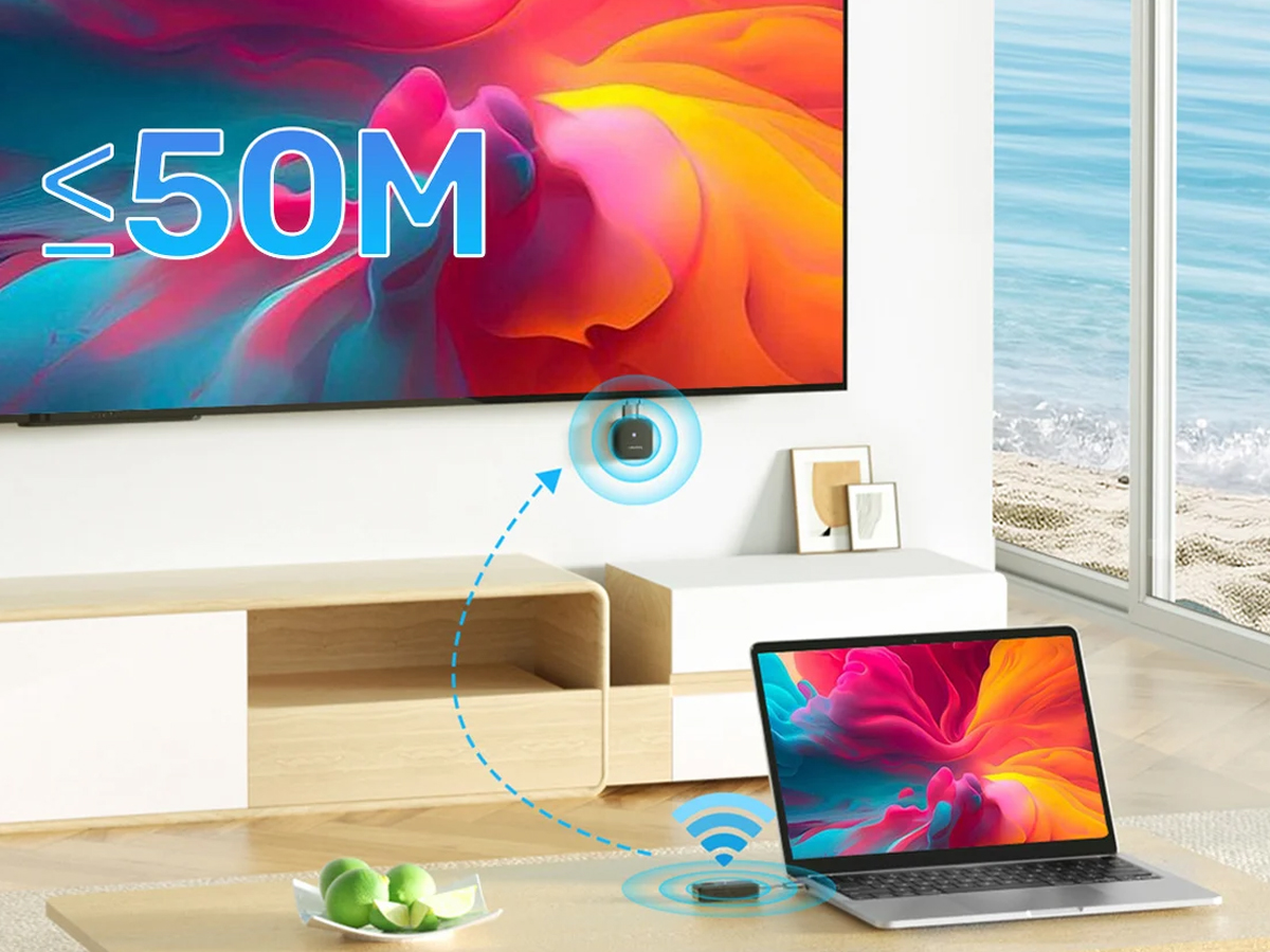 Unitek Kabelloser HDMI-Sender und -Empfänger, Reichweite bis zu 50 m, Schwarz